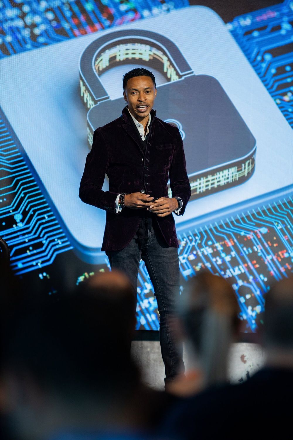 Corey White delivering a keynote
